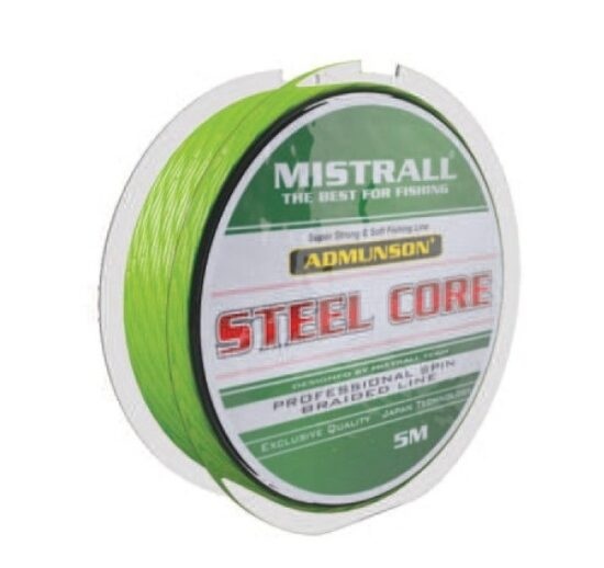 Mistrall pletená šňůra s ocelovým jádrem admuson steel core 5 m - 0